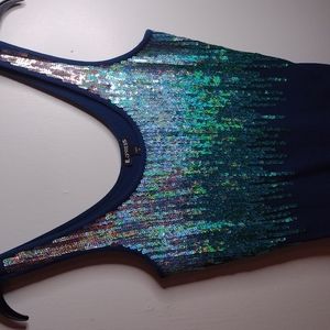 The Limited ❤️Medium Ombre teal sequin tank top